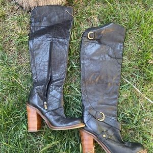 Boutique Btcharissa Women's Black Leather Side Zipper Knee High Boots